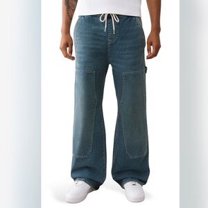 TRUE RELIGION  Vinny Ultra Baggy Carpenter Drawstring  Denim Pants SZ 34 NWT 129